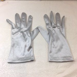 Shiny Silver Stretchable Nylon Spandex Dressy Gloves One Size